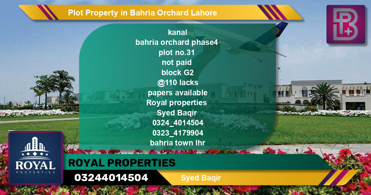 Residential Plot for Sale in Bahria Orchard, Lahore - (BP-58149)