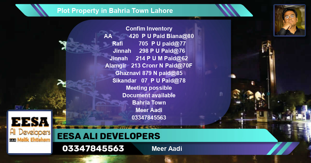 Residential Plot for Sale in Bahria Town, Lahore - (BP-58171)