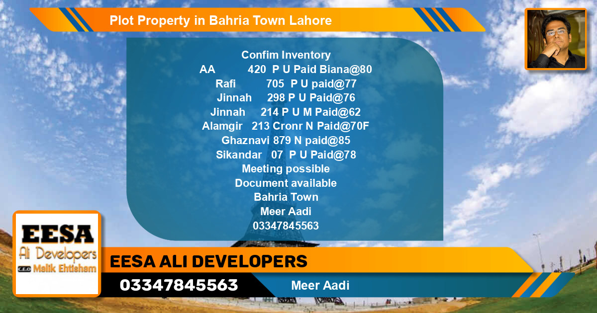 Residential Plot for Sale in Bahria Town, Lahore - (BP-58179)