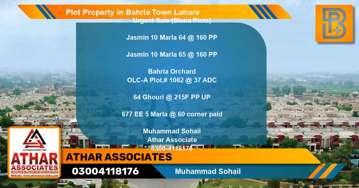 Residential Plot for Sale in Bahria Town, Lahore - (BP-58190)