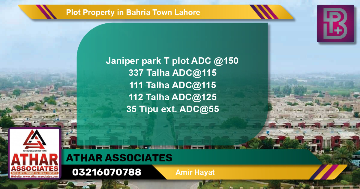 Residential Plot for Sale in Bahria Town, Lahore - (BP-58191)