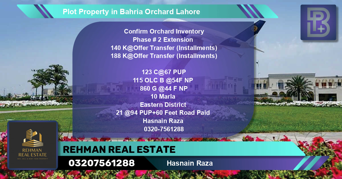 Residential Plot for Sale in Bahria Orchard, Lahore - (BP-58200)