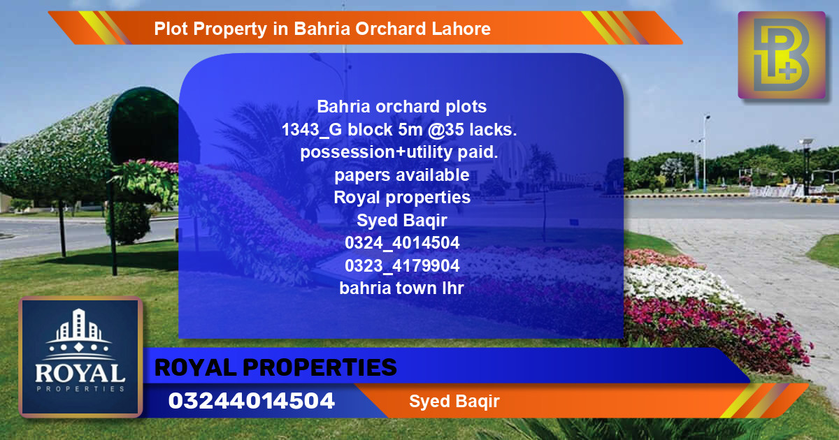 Residential Plot for Sale in Bahria Orchard, Lahore - (BP-58221)