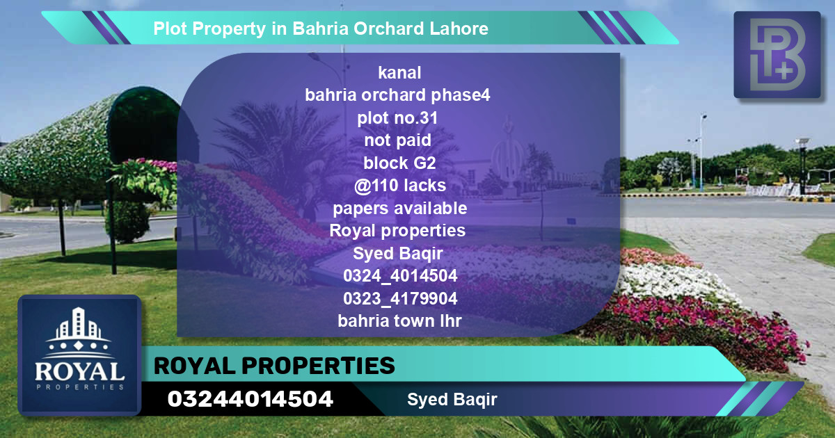 Residential Plot for Sale in Bahria Orchard, Lahore - (BP-58223)