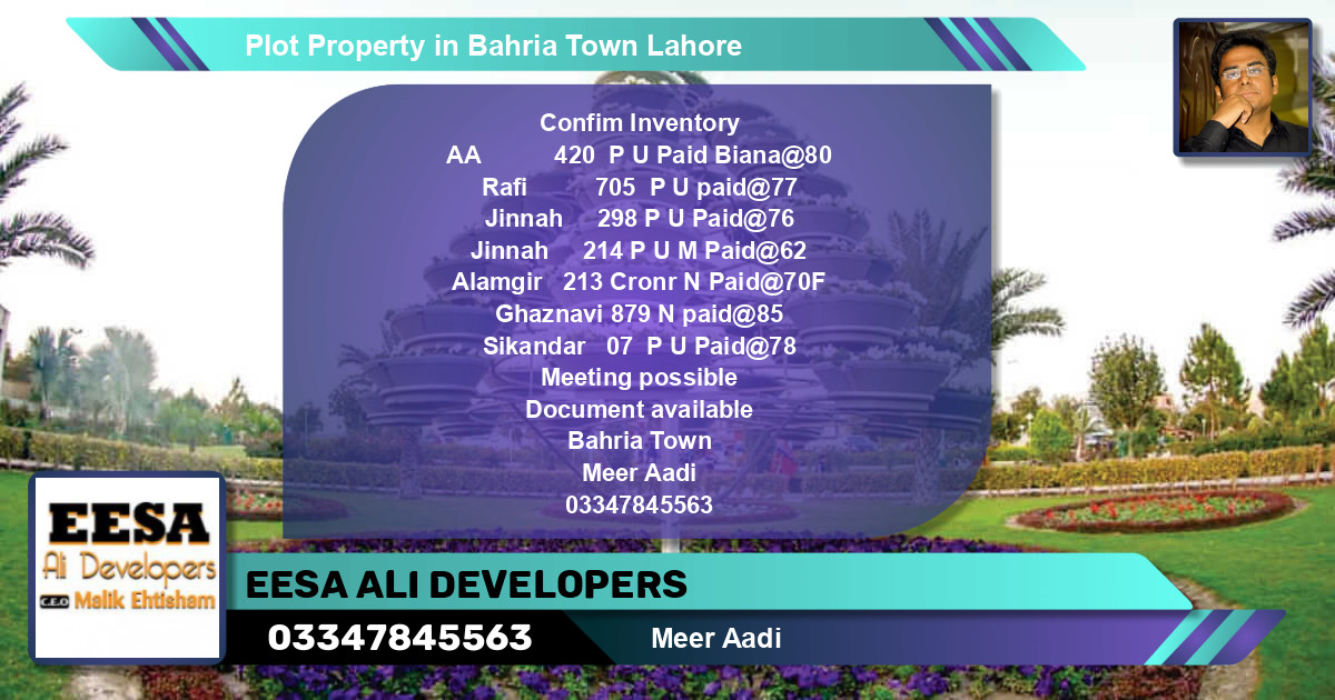 Residential Plot for Sale in Bahria Town, Lahore - (BP-58227)