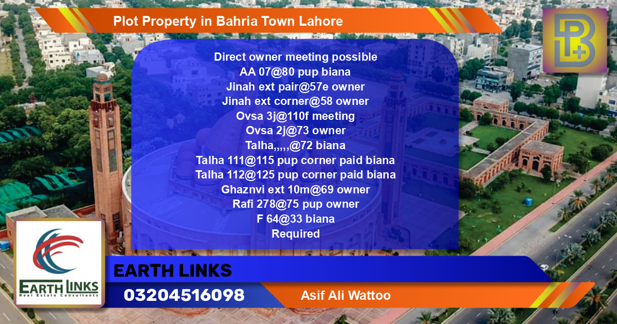 Residential Plot for Sale in Bahria Town, Lahore - (BP-58252)