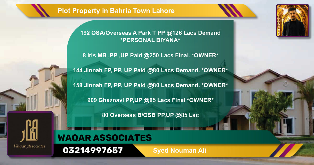 Residential Plot for Sale in Bahria Town, Lahore - (BP-58295)