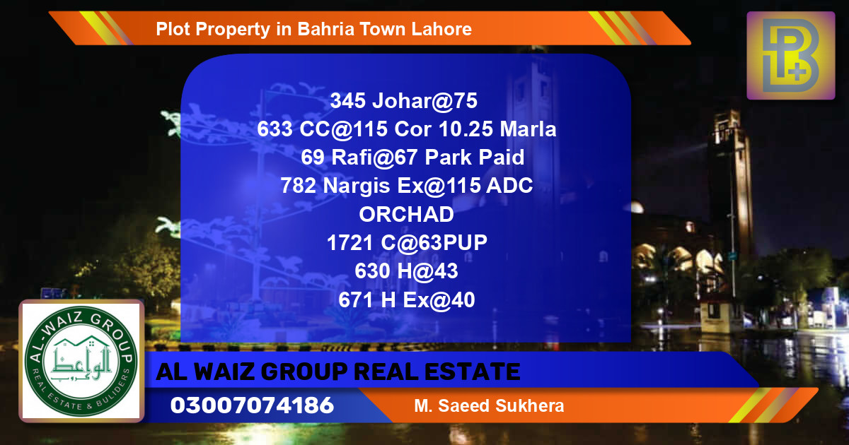 Residential Plot for Sale in Bahria Town, Lahore - (BP-58377)