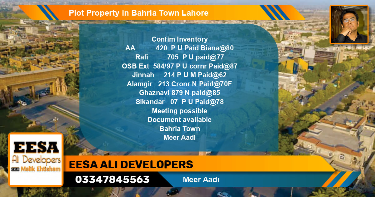 Residential Plot for Sale in Bahria Town, Lahore - (BP-58380)