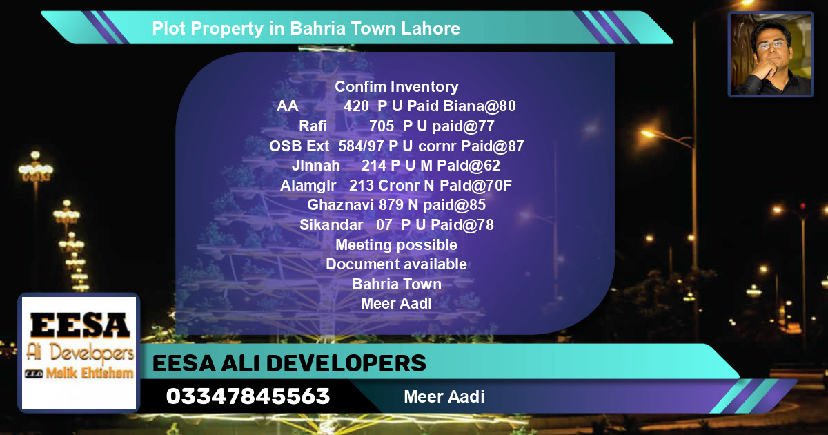 Residential Plot for Sale in Bahria Town, Lahore - (BP-58430)