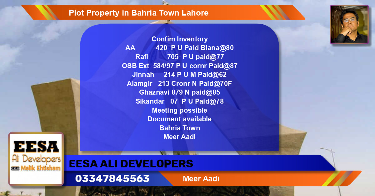 Residential Plot for Sale in Bahria Town, Lahore - (BP-58431)