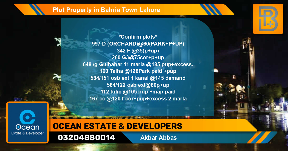 Residential Plot for Sale in Bahria Town, Lahore - (BP-58437)