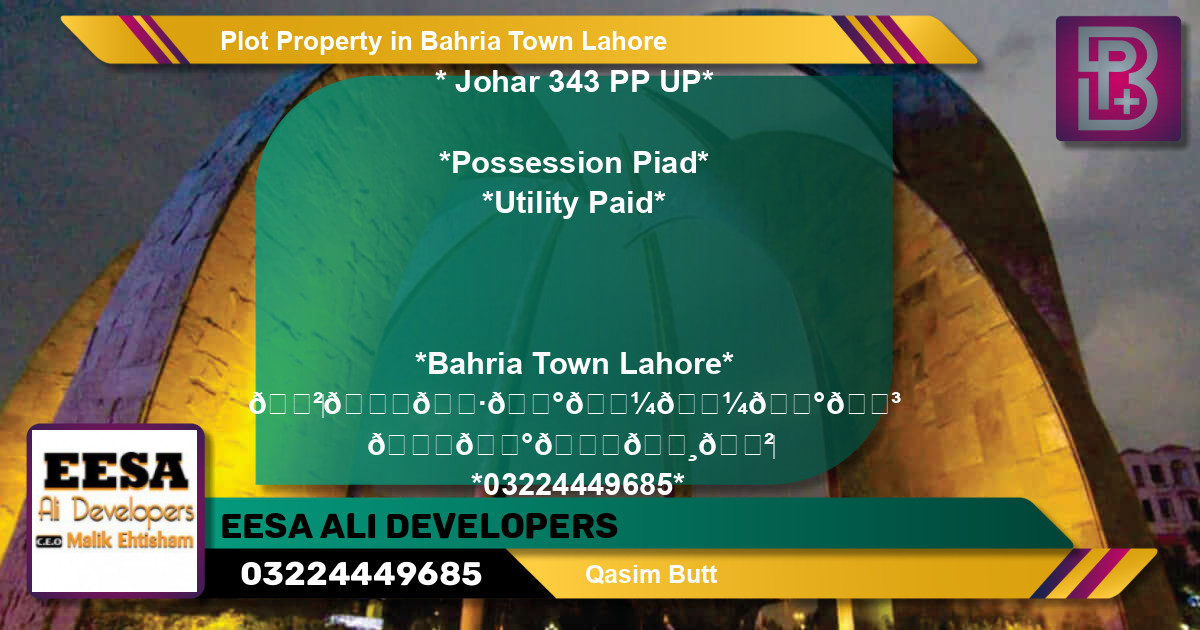 Residential Plot for Sale in Bahria Town, Lahore - (BP-58524)