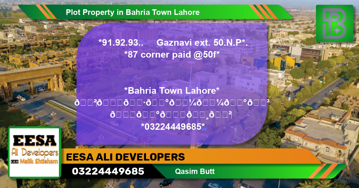 Residential Plot for Sale in Bahria Town, Lahore - (BP-58531)