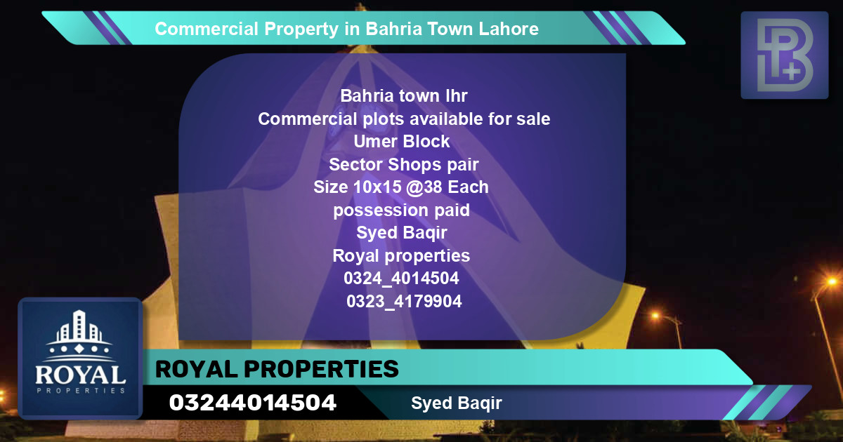 Commercial Property for Sale in Bahria Town, Lahore - (BP-58589)
