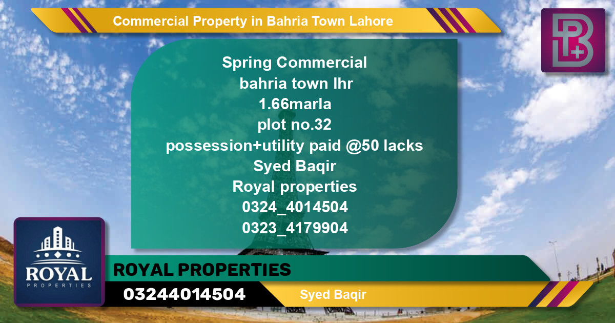 Commercial Property for Sale in Bahria Town, Lahore - (BP-58592)