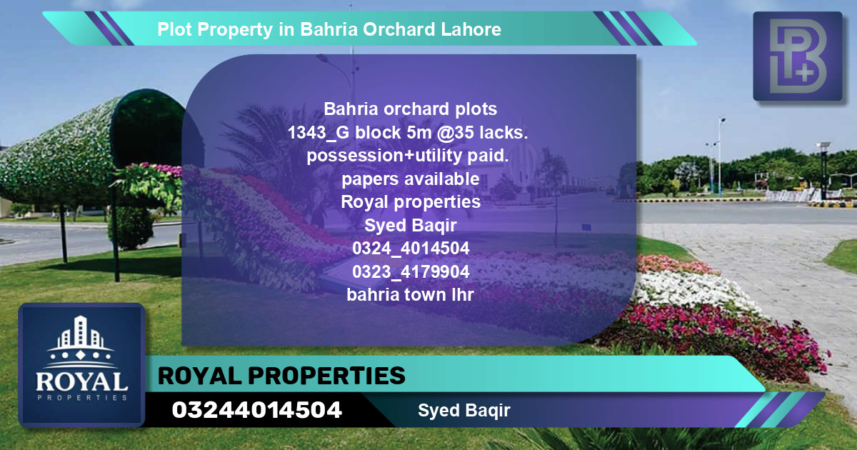 Residential Plot for Sale in Bahria Orchard, Lahore - (BP-58597)