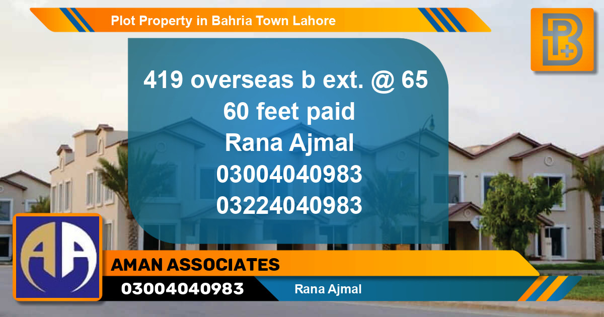 Residential Plot for Sale in Bahria Town, Lahore - (BP-58598)