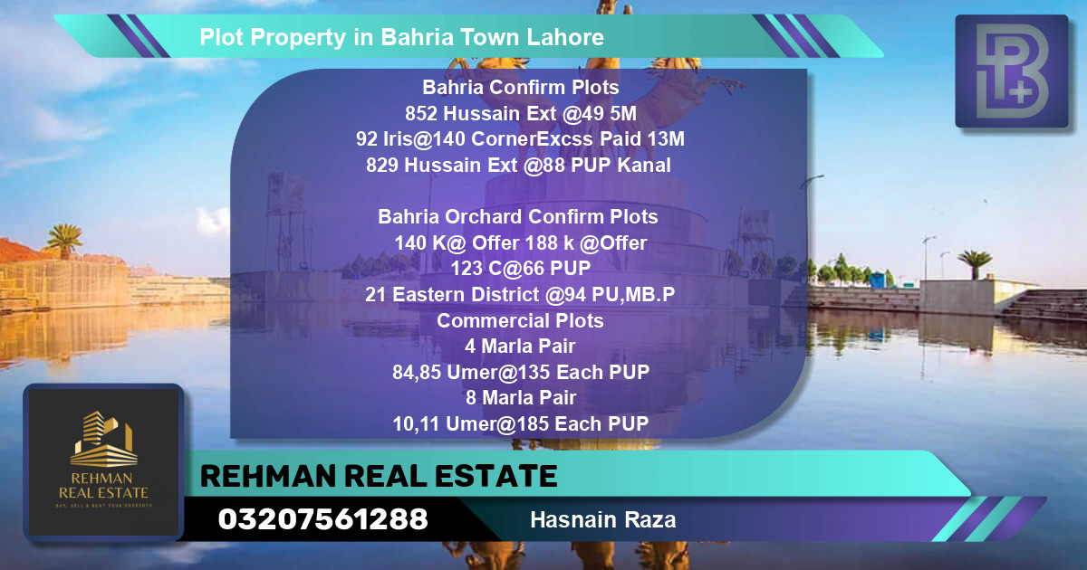 Commercial Plot for Sale in Bahria Town, Lahore - (BP-58602)