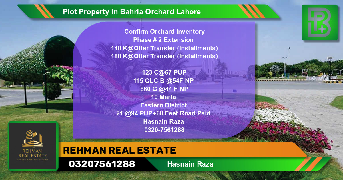 Residential Plot for Sale in Bahria Orchard, Lahore - (BP-58604)