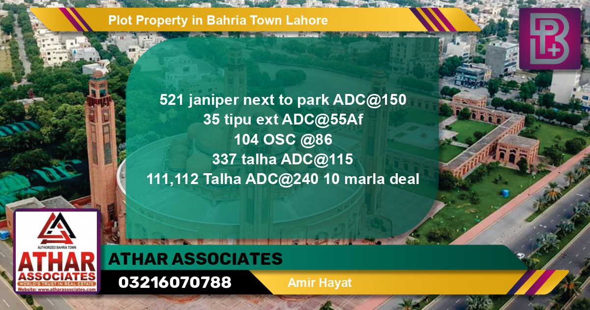 Residential Plot for Sale in Bahria Town, Lahore - (BP-58606)