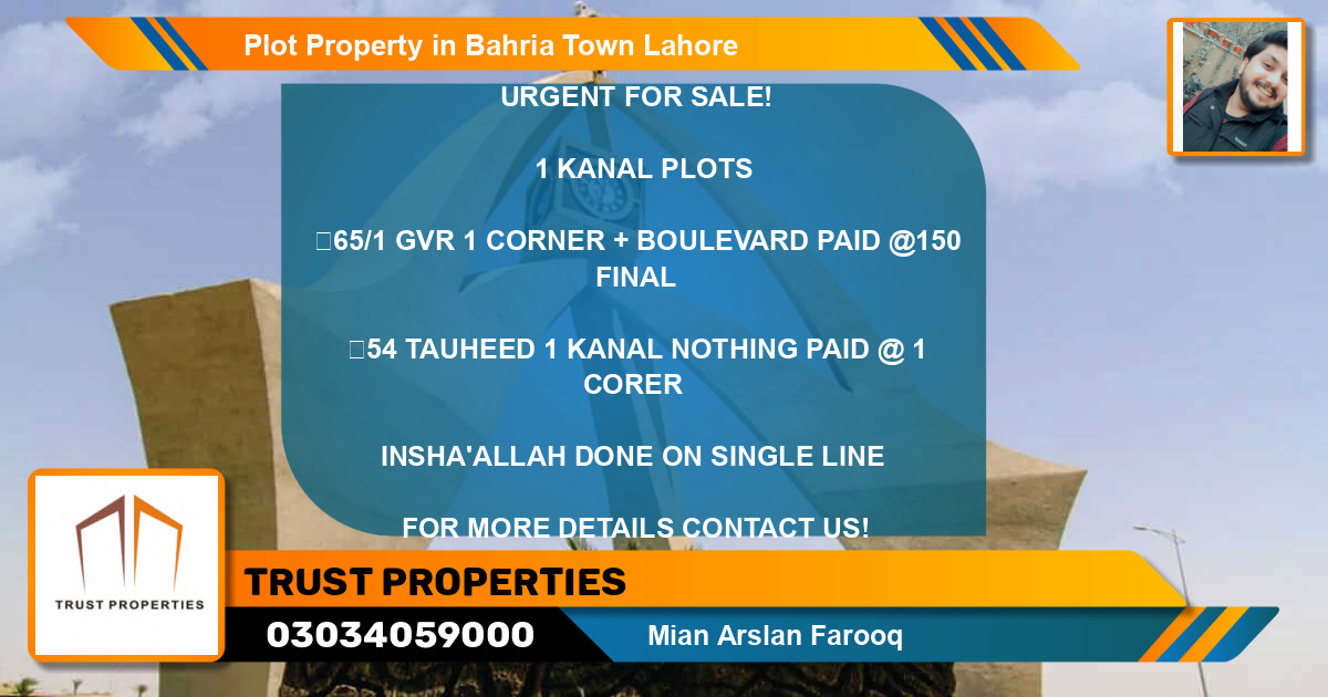 Residential Plot for Sale in Bahria Town, Lahore - (BP-58618)