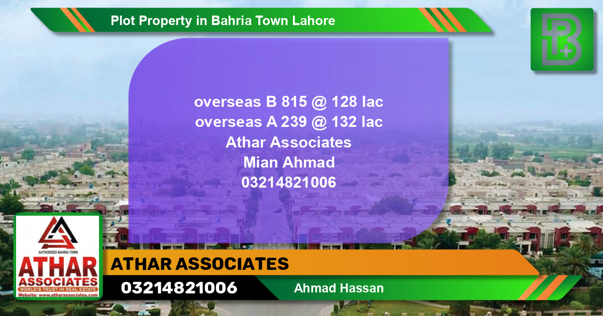 Residential Plot for Sale in Bahria Town, Lahore - (BP-58624)
