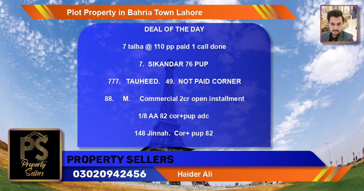 Commercial Plot for Sale in Bahria Town, Lahore - (BP-58631)