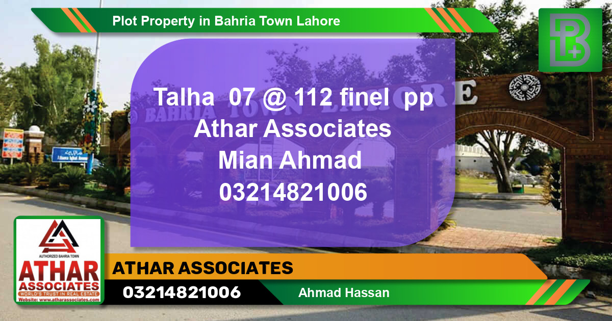 Residential Plot for Sale in Bahria Town, Lahore - (BP-58638)