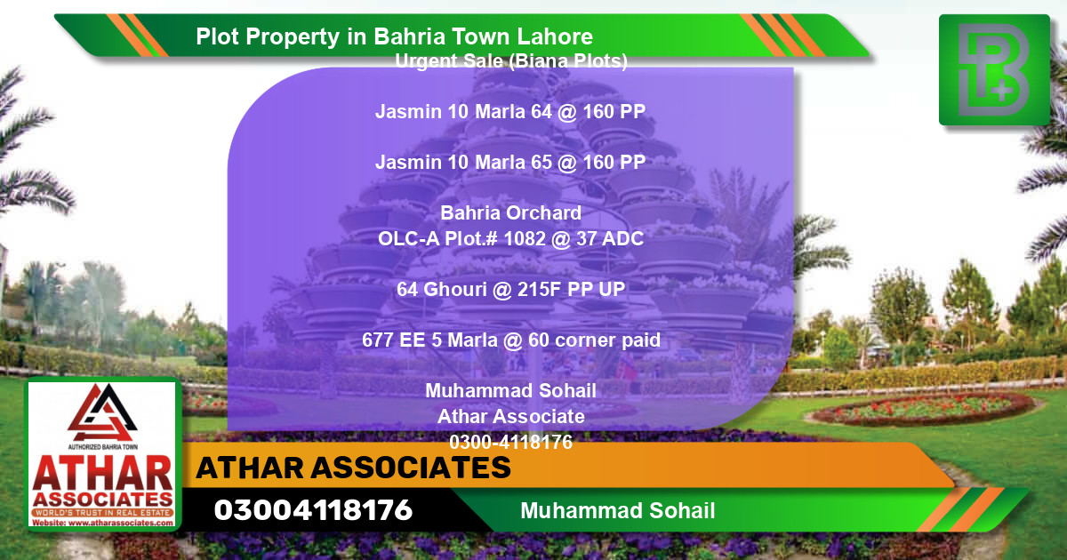 Residential Plot for Sale in Bahria Town, Lahore - (BP-58686)