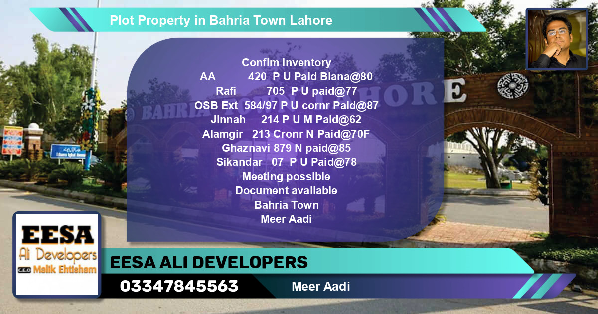 Residential Plot for Sale in Bahria Town, Lahore - (BP-58692)