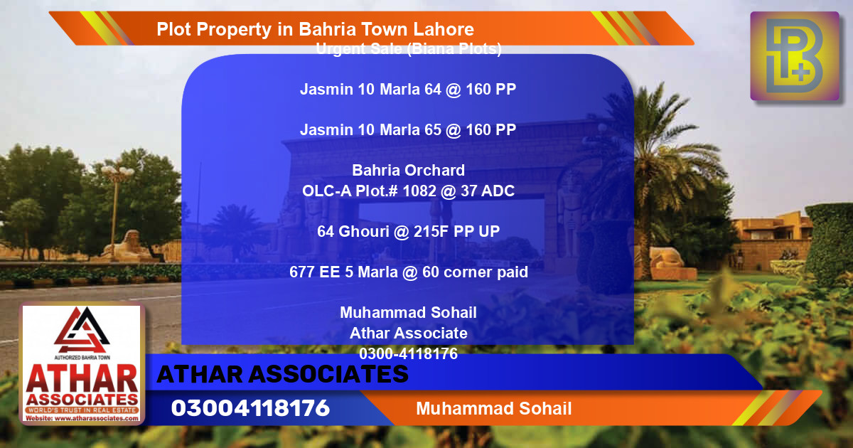 Residential Plot for Sale in Bahria Town, Lahore - (BP-58709)
