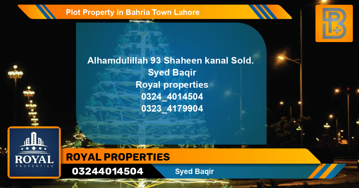 Residential Plot for Sale in Bahria Town, Lahore - (BP-58720)