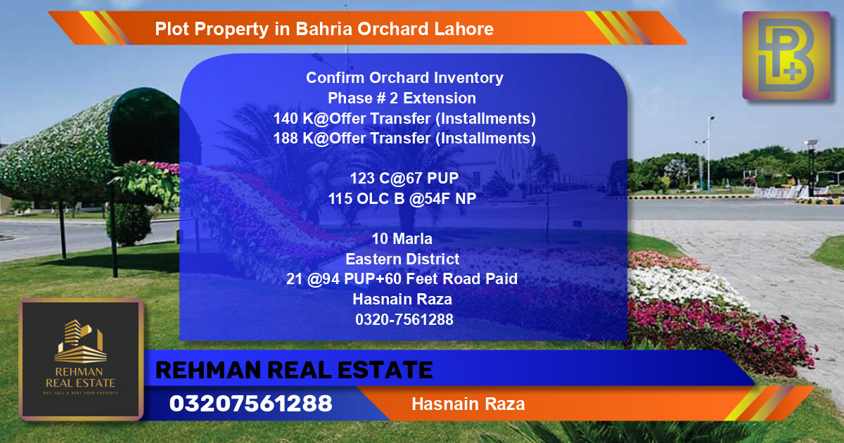 Residential Plot for Sale in Bahria Orchard, Lahore - (BP-58731)