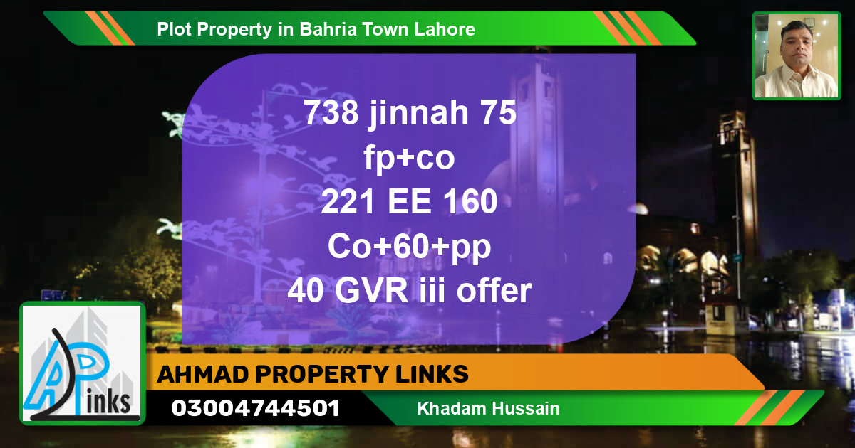 Residential Plot for Sale in Bahria Town, Lahore - (BP-58767)