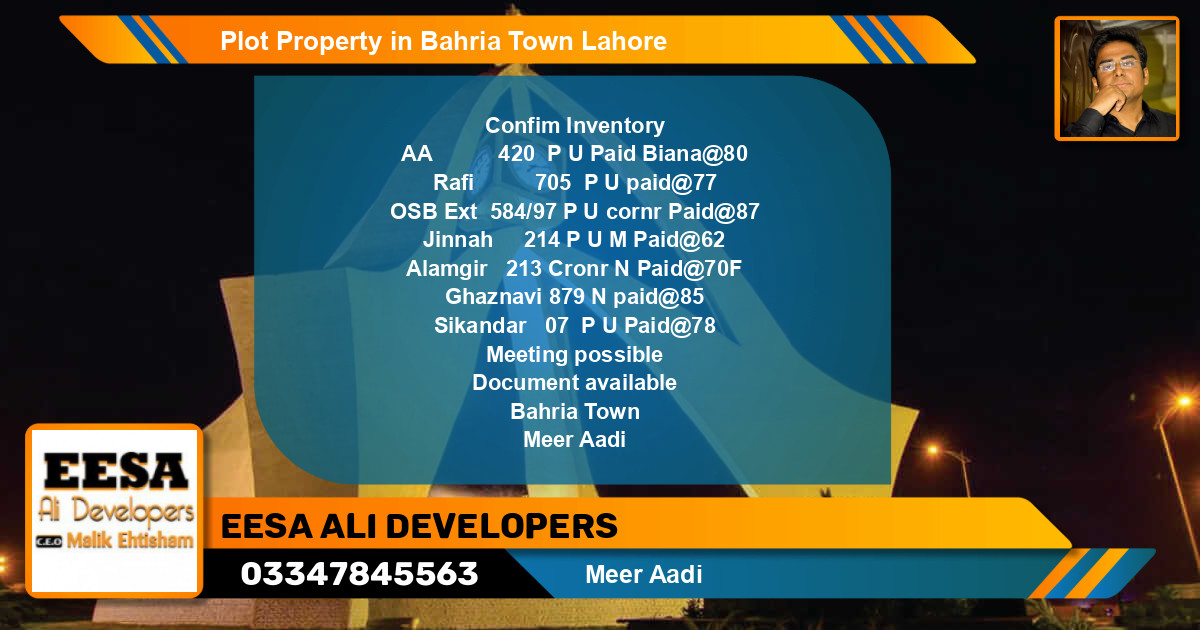 Residential Plot for Sale in Bahria Town, Lahore - (BP-58780)