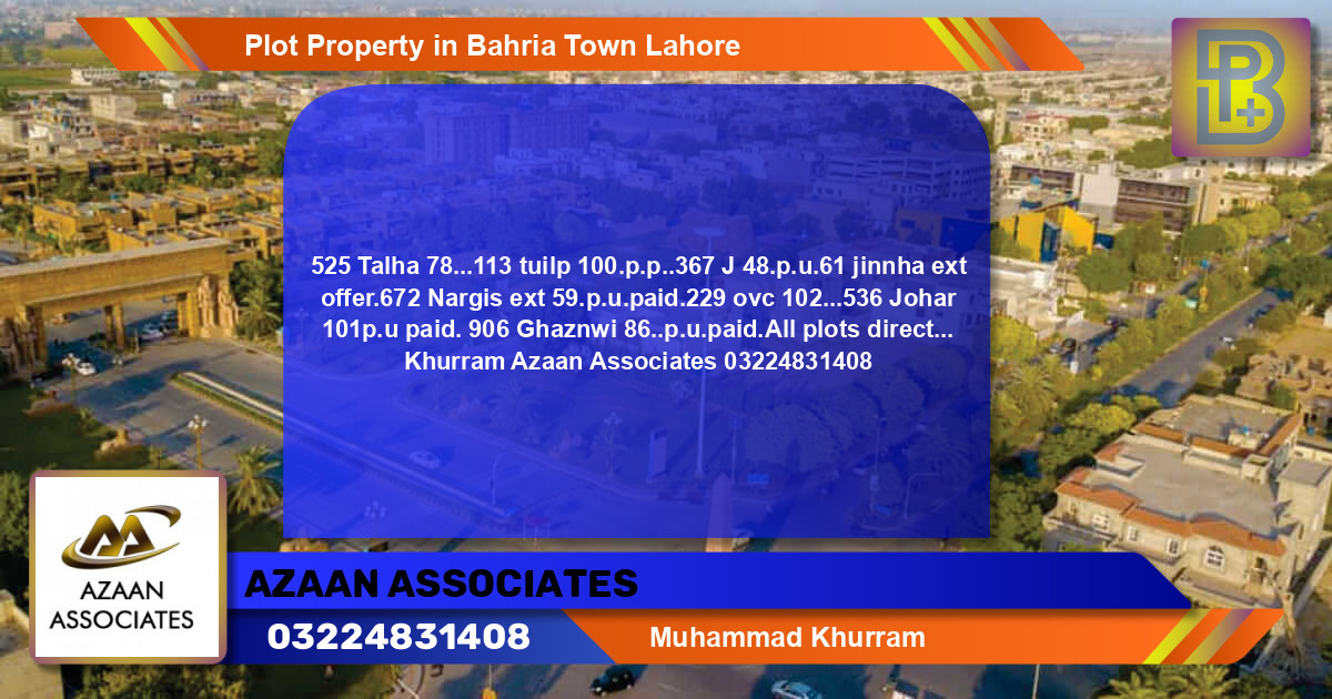 Residential Plot for Sale in Bahria Town, Lahore - (BP-58785)
