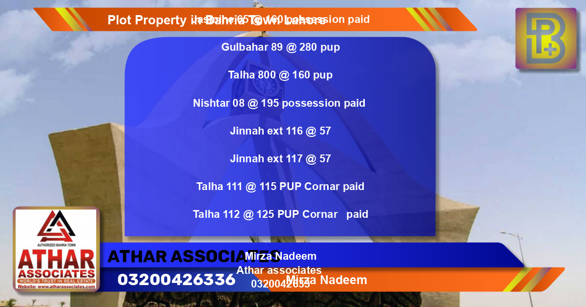 Residential Plot for Sale in Bahria Town, Lahore - (BP-58801)