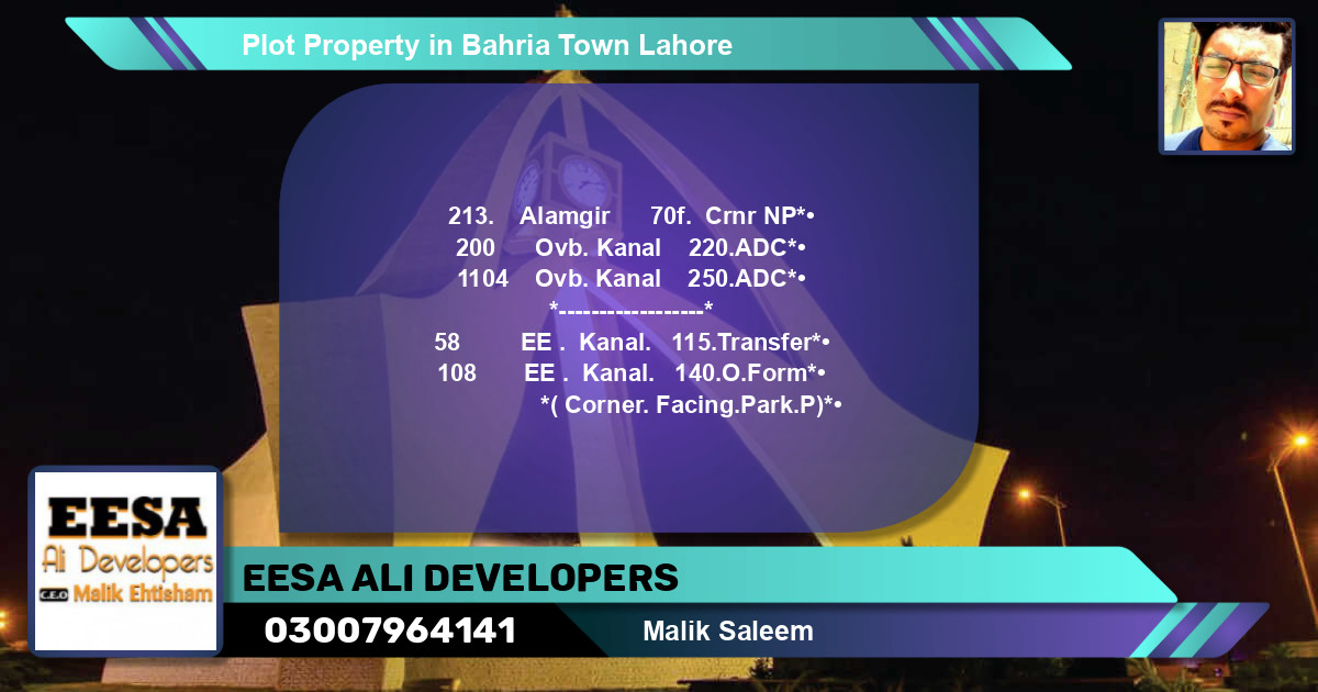 Residential Plot for Sale in Bahria Town, Lahore - (BP-58820)