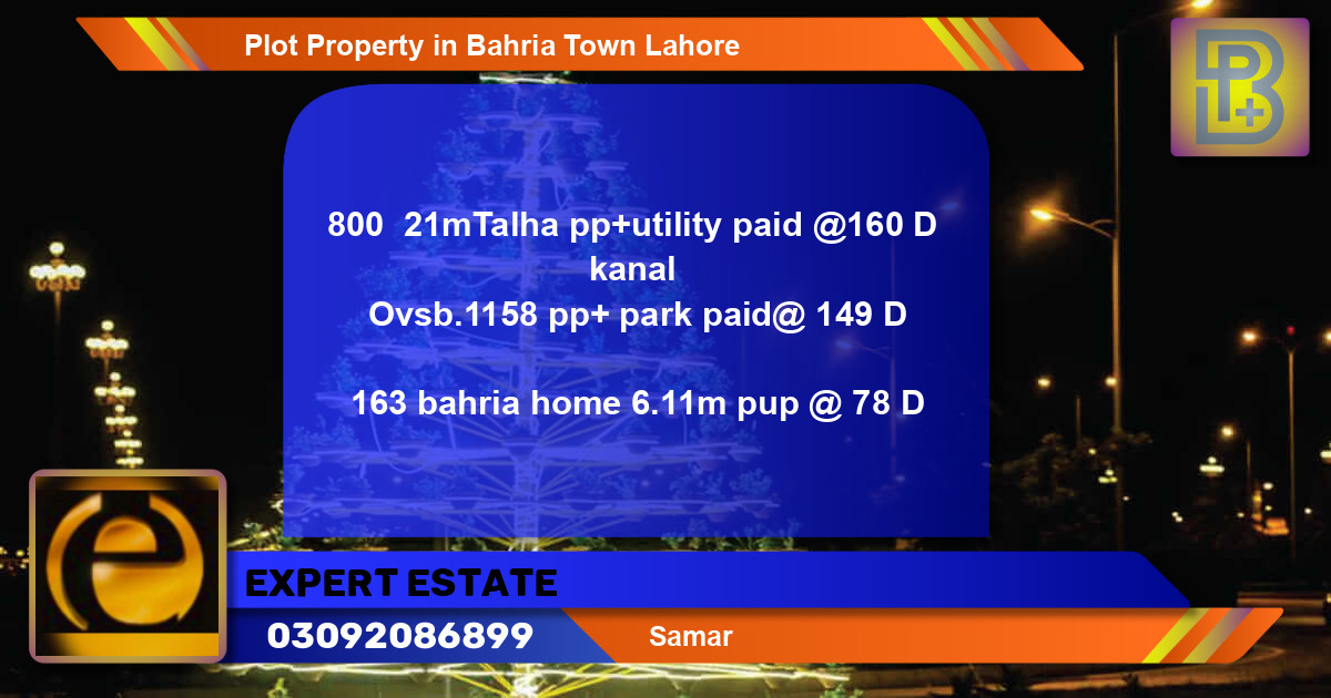 Residential Plot for Sale in Bahria Town, Lahore - (BP-58842)