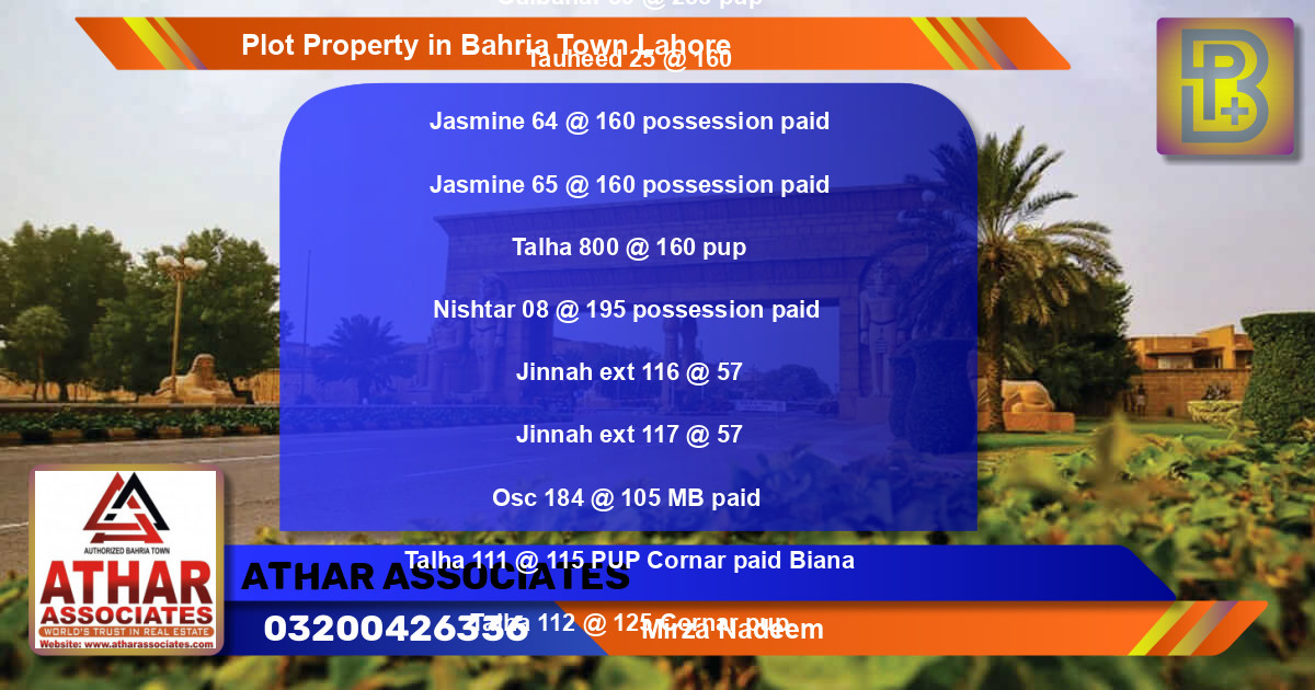 Residential Plot for Sale in Bahria Town, Lahore - (BP-58875)