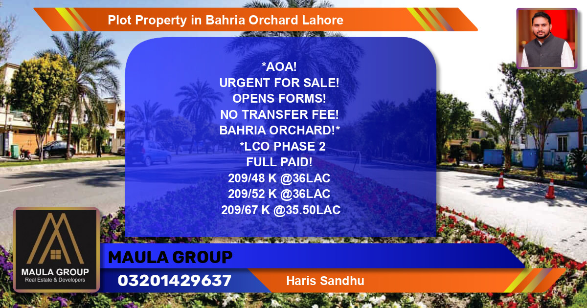 Residential Plot for Sale in Bahria Orchard, Lahore - (BP-58888)