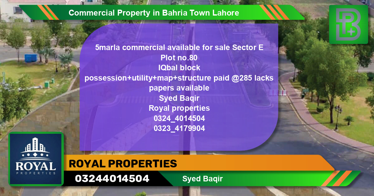 Commercial Property for Sale in Bahria Town, Lahore - (BP-58906)