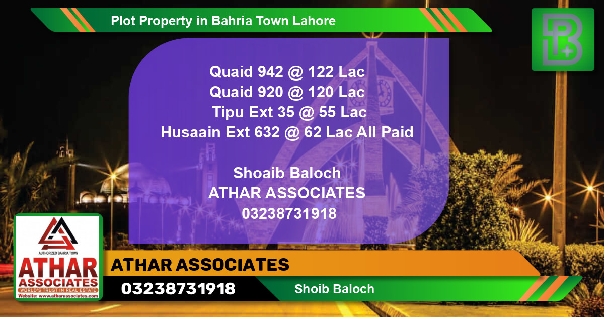 Residential Plot for Sale in Bahria Town, Lahore - (BP-58907)