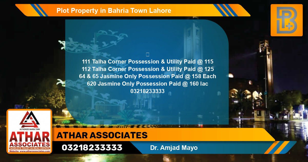 Residential Plot for Sale in Bahria Town, Lahore - (BP-58938)