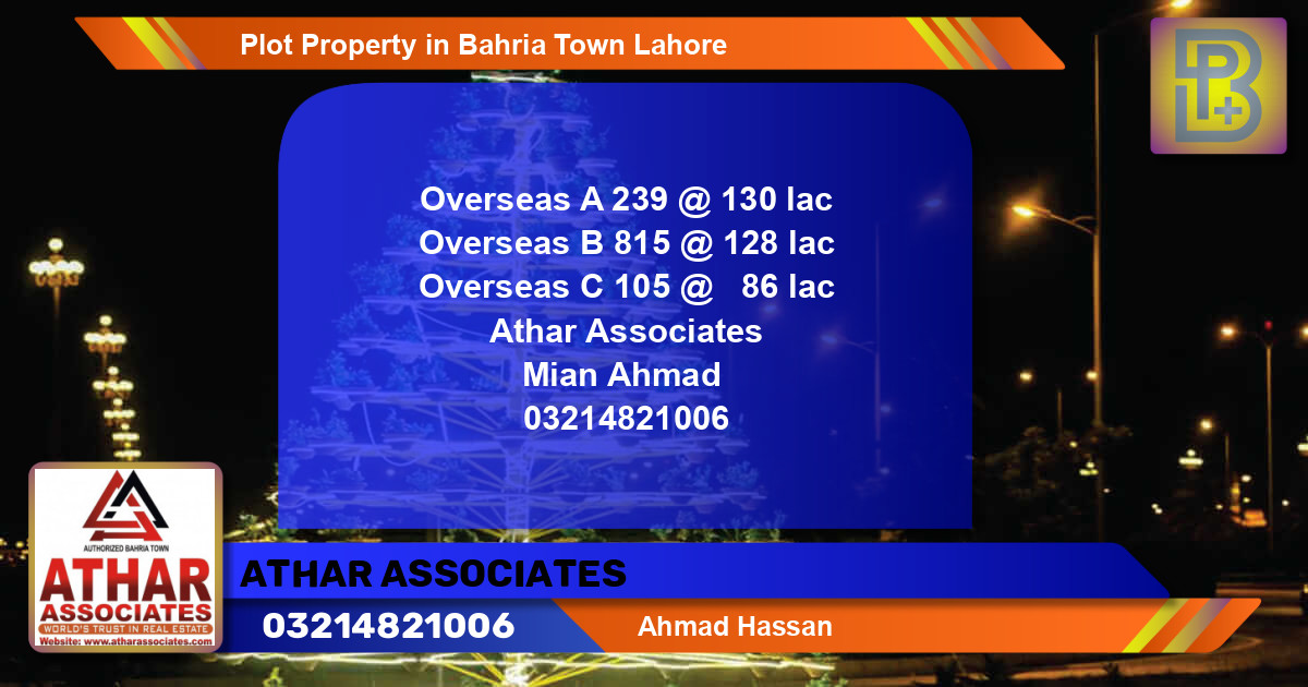 Residential Plot for Sale in Bahria Town, Lahore - (BP-58939)
