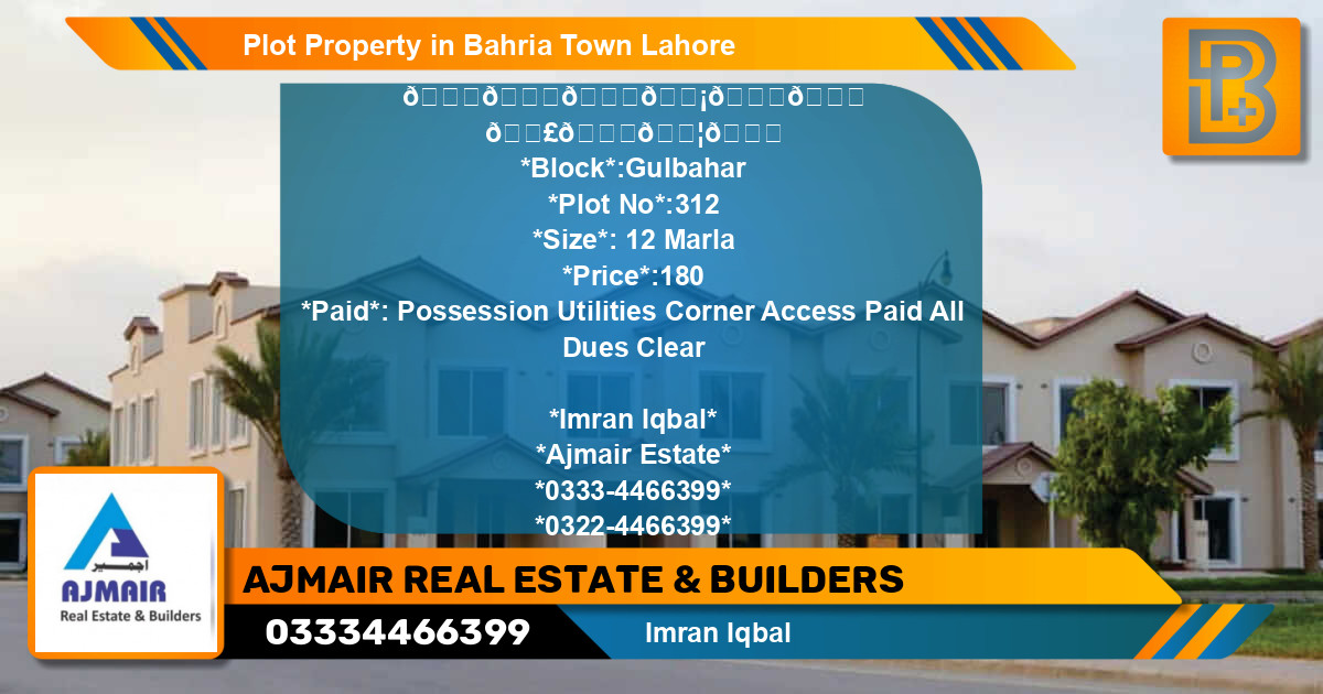Residential Plot for Sale in Bahria Town, Lahore - (BP-58952)