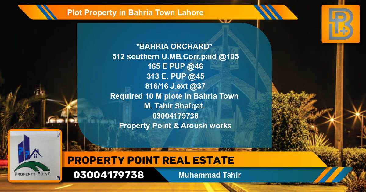 Residential Plot for Sale in Bahria Town, Lahore - (BP-58971)