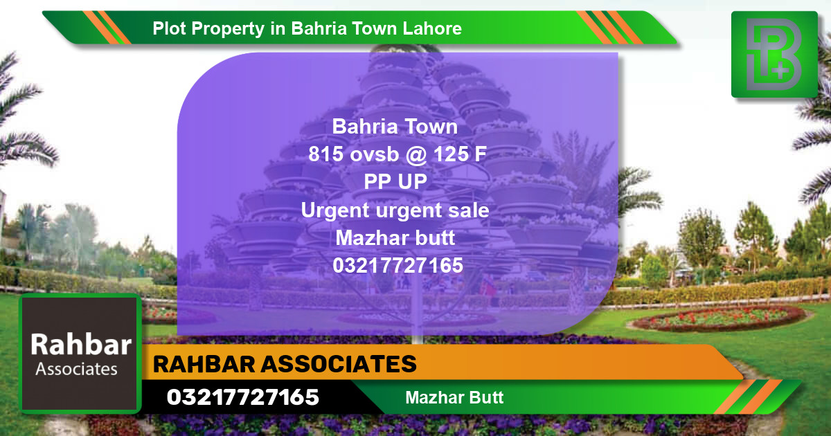 Residential Plot for Sale in Bahria Town, Lahore - (BP-58974)