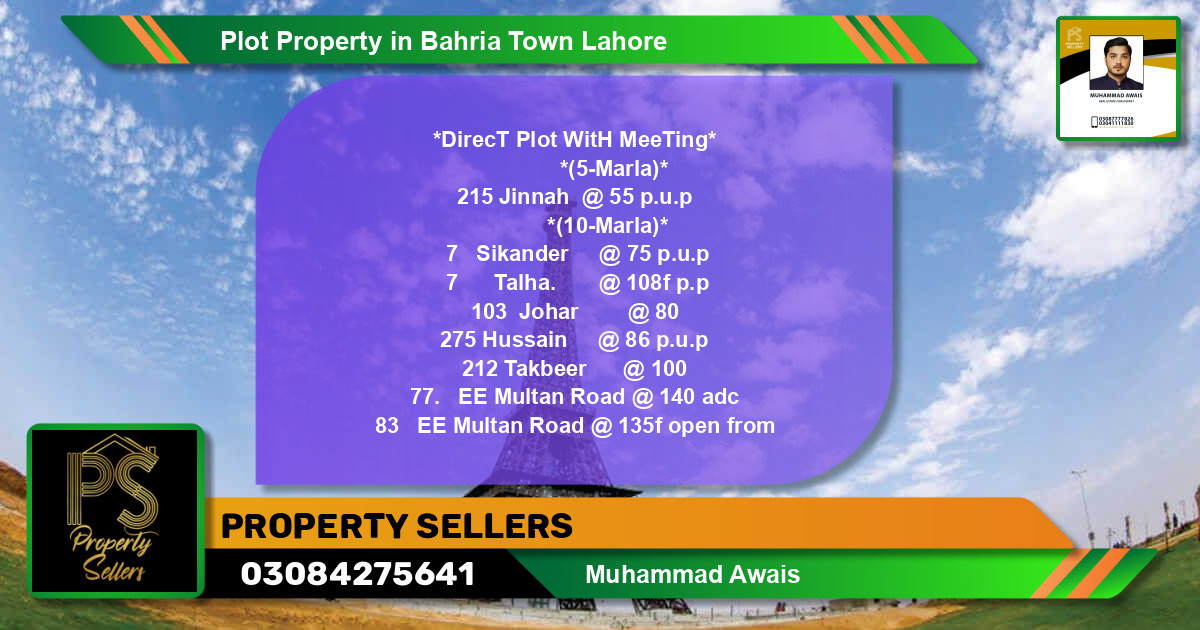 Residential Plot for Sale in Bahria Town, Lahore - (BP-58981)